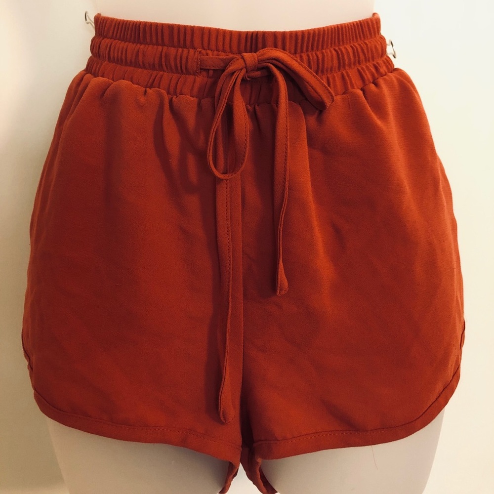 Burnt Orange Chiffon Shorts